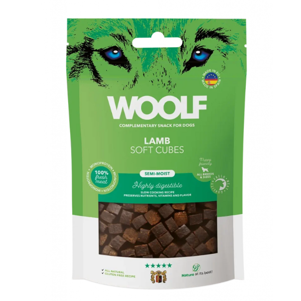 Woolf Soft Cubes snack per cani monoproteici 100 gr - Agnello - 1° ORDINE? scegli lo sconto BZR5 / BZR20 + 200 punti fedeltà