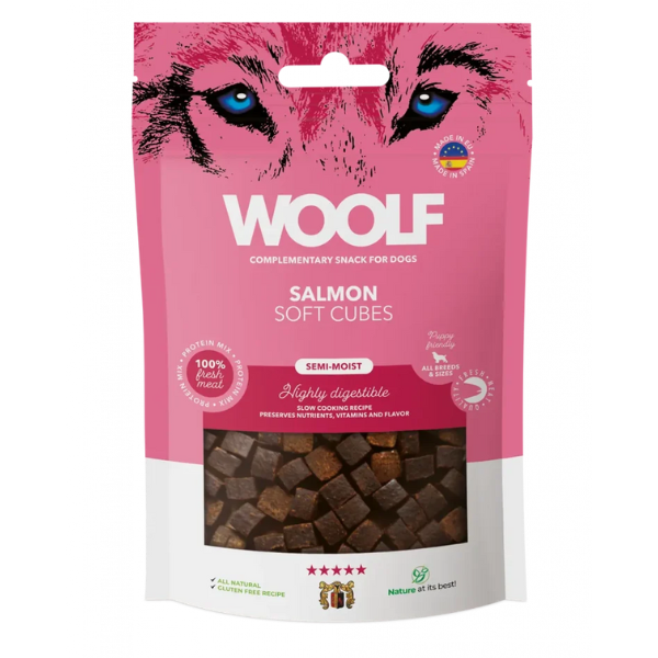 Woolf Soft Cubes snack per cani monoproteici 100 gr - Salmone - 1° ORDINE? scegli lo sconto BZR5 / BZR20 + 200 punti fedeltà