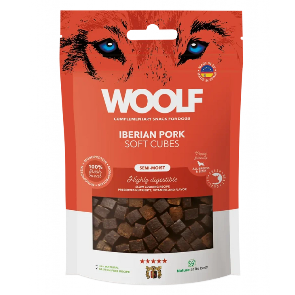 Woolf Soft Cubes snack per cani monoproteici 100 gr - Maiale Iberico - 1° ORDINE? scegli lo sconto BZR5 / BZR20 + 200 punti fedeltà