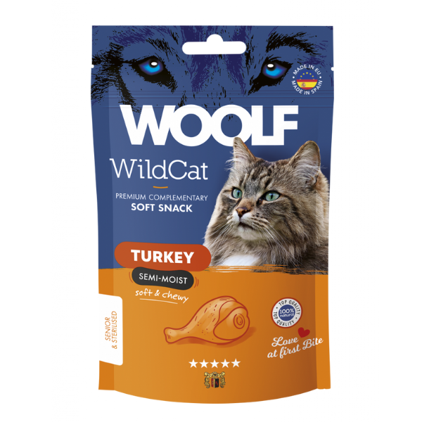 Woolf WIldCat snack per gatti 50 gr - Tacchino - 1° ORDINE? scegli lo sconto BZR5 / BZR20 + 200 punti fedeltà