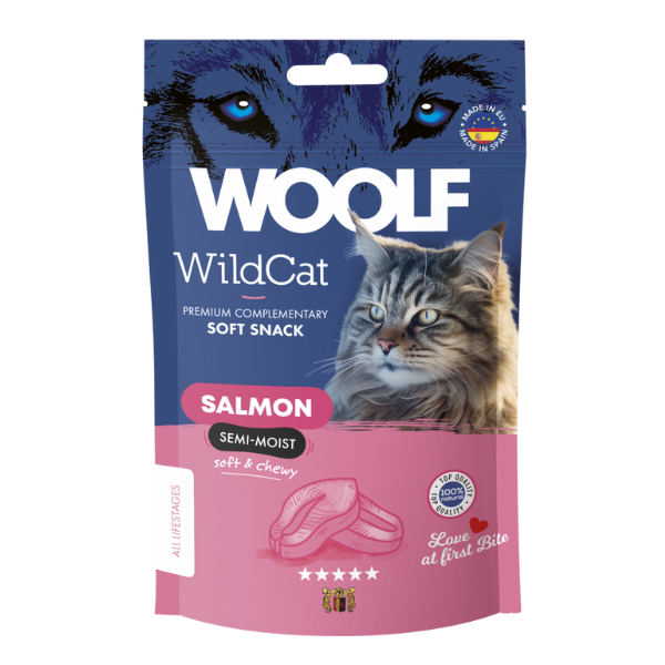Woolf WIldCat snack per gatti 50 gr - Salmone - 1° ORDINE? scegli lo sconto BZR5 / BZR20 + 200 punti fedeltà