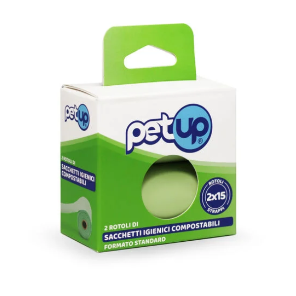 PetUp Sacchetti Igienici Compostabili - 2 rotoli 15 strappi - 1° ORDINE? scegli lo sconto BZR5 / BZR20 + 200 punti fedeltà