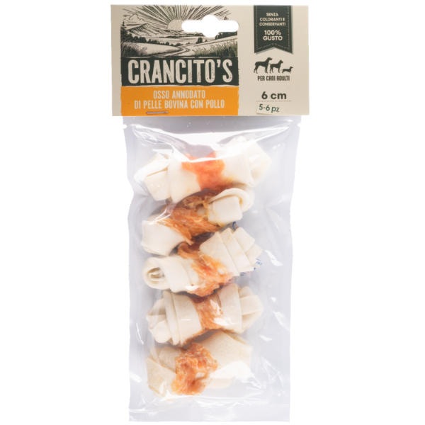 Crancito's Osso Annodato Snack naturale per Cani Adult - 5/6 pezzi 6 cm - 1° ORDINE? scegli lo sconto BZR5 / BZR20 + 200 punti fedeltà