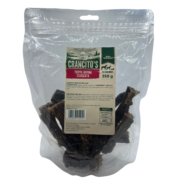Crancito's snack naturale Dog Adult Trippa bovina - 250 gr - 1° ORDINE? scegli lo sconto BZR5 / BZR20 + 200 punti fedeltà