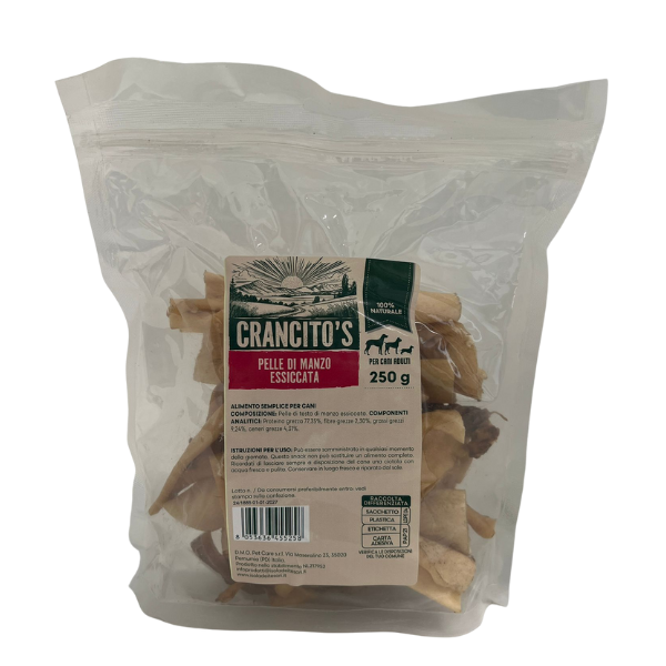 Crancito's snack naturale Dog Adult Pelle di Manzo essiccata - 250 gr - 1° ORDINE? scegli lo sconto BZR5 / BZR20 + 200 punti fedeltà