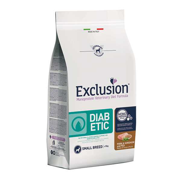Exclusion Diet Diabetic Small Breed e Mini Maiale Sorgo e Piselli - 2 kg - 1° ORDINE? scegli lo sconto BZR5 / BZR20 + 200 punti fedeltà