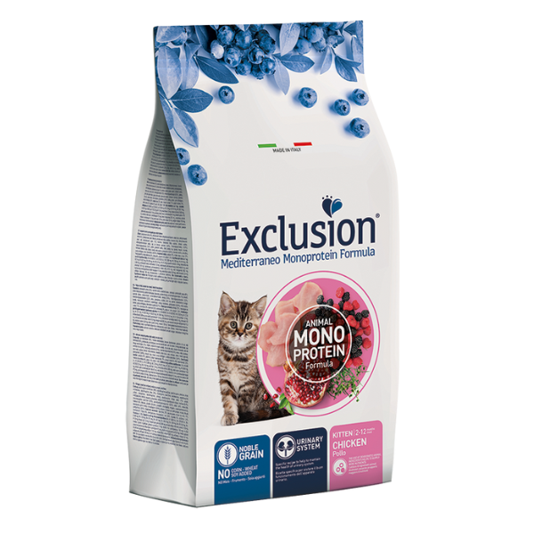 Exclusion Mediterraneo Kitten Pollo - 300 gr - Cibo monoproteico gatto - 1° ORDINE? scegli lo sconto BZR5 / BZR20 + 200 punti fedeltà