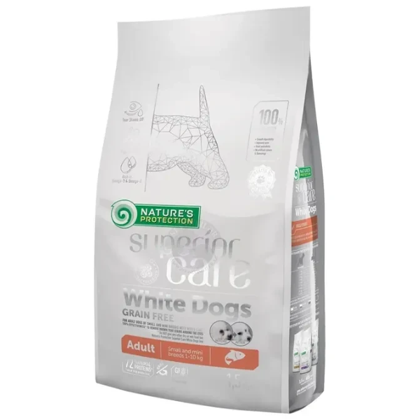 Nature's Protection Superior Care Adult Small e Mini White Dogs Grain Free Salmone - 10 kg - 1° ORDINE? scegli lo sconto BZR5 / BZR20 + 200 punti fedeltà
