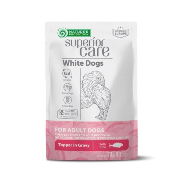 Nature's Protection Superior Care Adult White Dogs Alimento Complementare 70 gr - tonno - Confezione da 6 pezzi - Cibo Umido per Cani - 1° ORDINE? scegli lo sconto BZR5 / BZR20 + 200 punti fedeltà