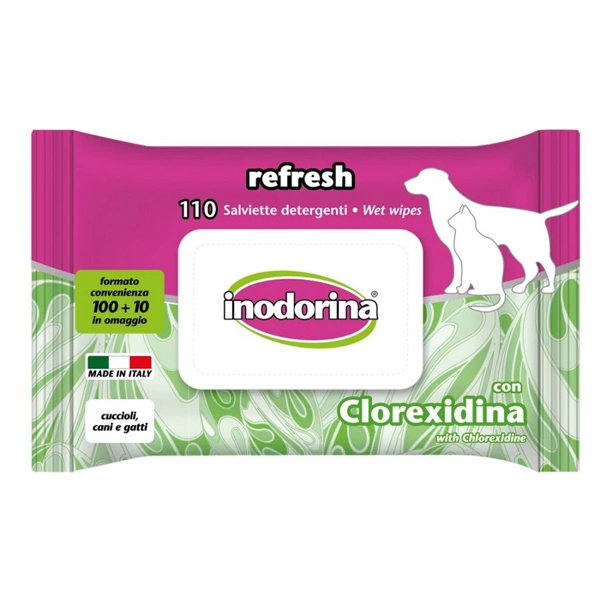 Inodorina Refresh Salviette Detergenti - clorexidina 110pz - 1° ORDINE? scegli lo sconto BZR5 / BZR20 + 200 punti fedeltà