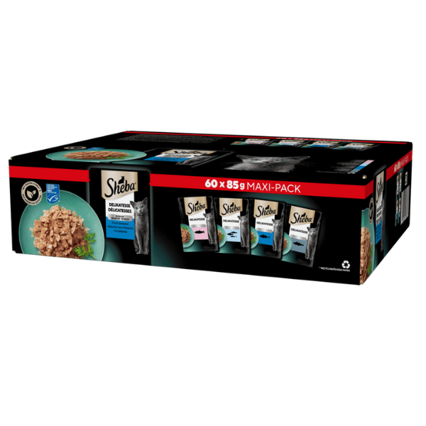 Sheba Delicatezze in gelatina Selezione del mare Multipack 60x85 gr - Selezione del mare - 1° ORDINE? scegli lo sconto BZR5 / BZR20 + 200 punti fedeltà