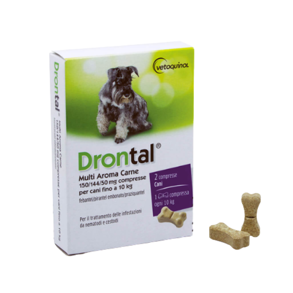 Drontal Plus Vermifugo antiparassitario aroma carne Vetoquinol - 1 confezione da 2 compresse - cani taglia piccola