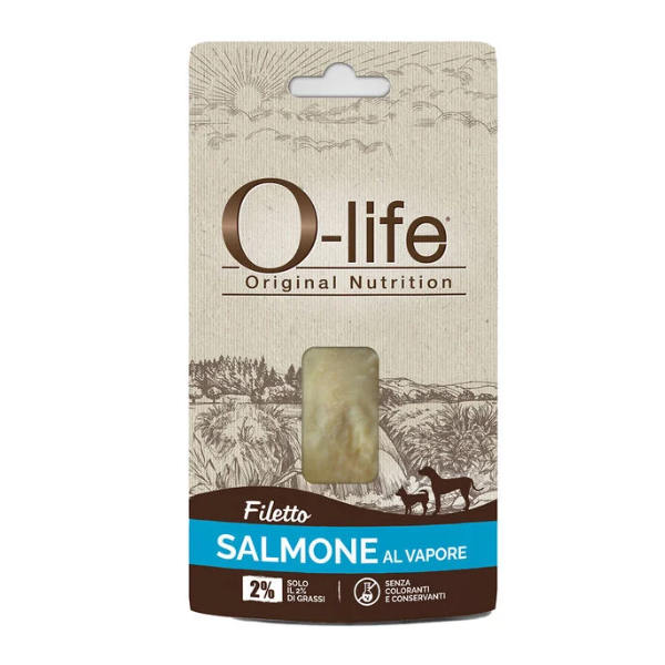 O-life Adult Filetti al Vapore Snack per cani 25 gr - filetti di salmone - 1° ORDINE? scegli lo sconto BZR5 / BZR20 + 200 punti fedeltà