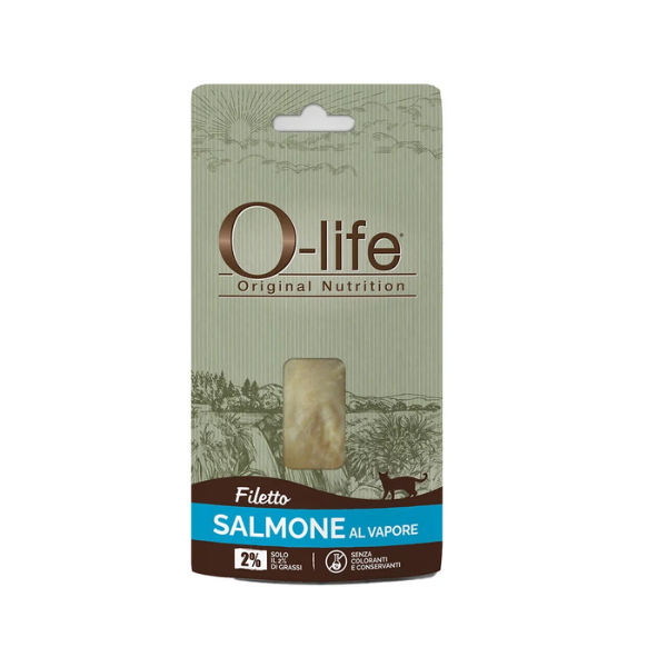 O-life Adult Filetti al Vapore Snack per gatti 15 gr - filetto di salmone - 1° ORDINE? scegli lo sconto BZR5 / BZR20 + 200 punti fedeltà