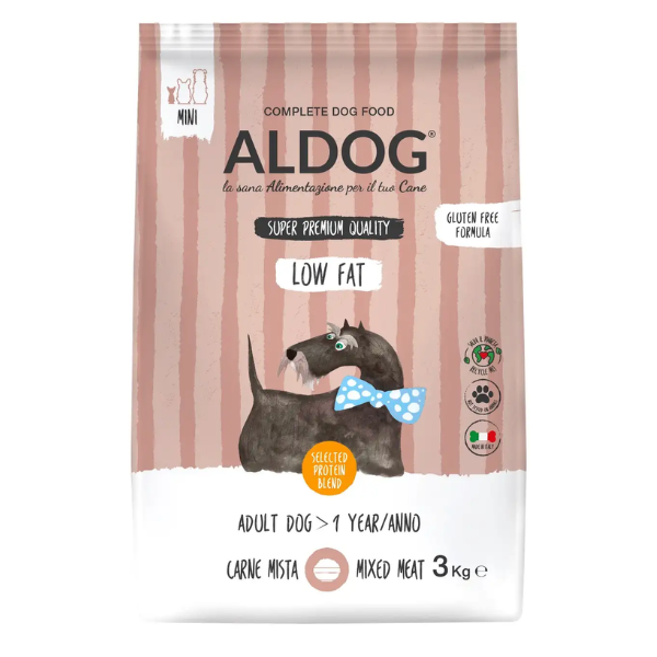 Aldog Low Fat Adult Mini e Senior Gluten Free - 3 kg - 1° ORDINE? scegli lo sconto BZR5 / BZR20 + 200 punti fedeltà