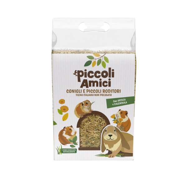 Piccoli Amici Fieno per conigli e piccoli roditori non pressato 500 gr - fieno con ortica e calendula - Mangime per conigli - 1° ORDINE? scegli lo sconto BZR5 / BZR20 + 200 punti fedeltà