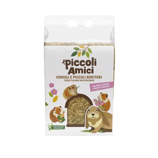 Piccoli Amici Fieno per conigli e piccoli roditori non pressato 500 gr - fieno con rosa canina e menta piperita - Mangime per conigli - 1° ORDINE? scegli lo sconto BZR5 / BZR20 + 200 punti fedeltà