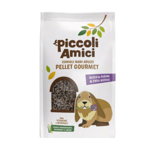 Piccoli Amici Pellet Gourmet Conigli Nani Adulti - 800 gr - Mangime per conigli - 1° ORDINE? scegli lo sconto BZR5 / BZR20 + 200 punti fedeltà