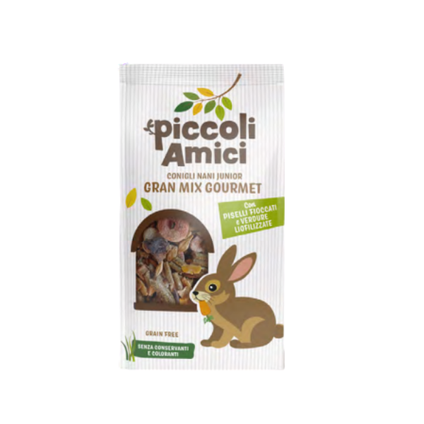 Piccoli Amici Gran Mix Gourmet per Conigli Nani Junior - 500 gr - Mangime per conigli - 1° ORDINE? scegli lo sconto BZR5 / BZR20 + 200 punti fedeltà