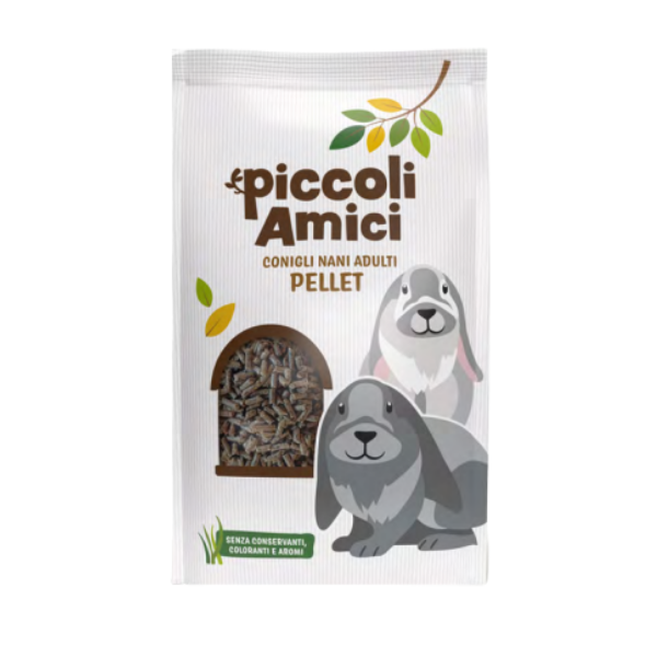 Piccoli Amici Pellet per Conigli Nani Adulti - 2,5 kg - Mangime per conigli - 1° ORDINE? scegli lo sconto BZR5 / BZR20 + 200 punti fedeltà