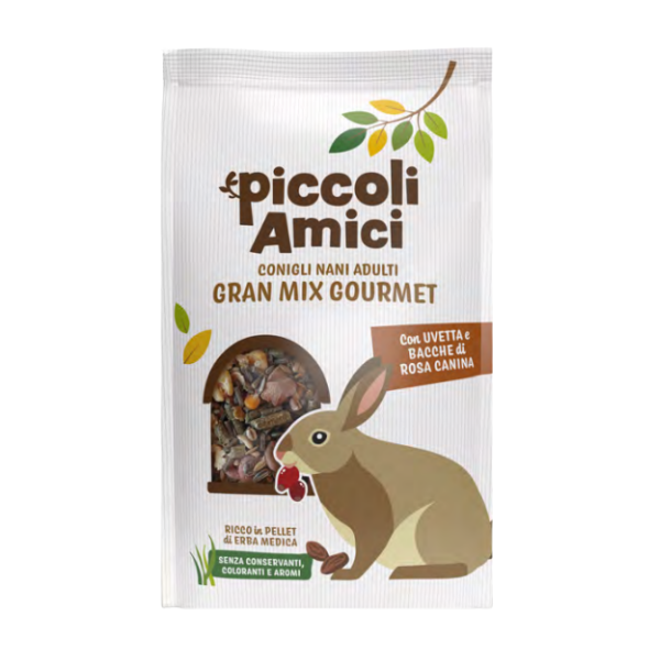 Piccoli Amici Gran Mix Gourmet per Conigli Nani Adulti - 2,5 kg - Mangime per conigli - 1° ORDINE? scegli lo sconto BZR5 / BZR20 + 200 punti fedeltà