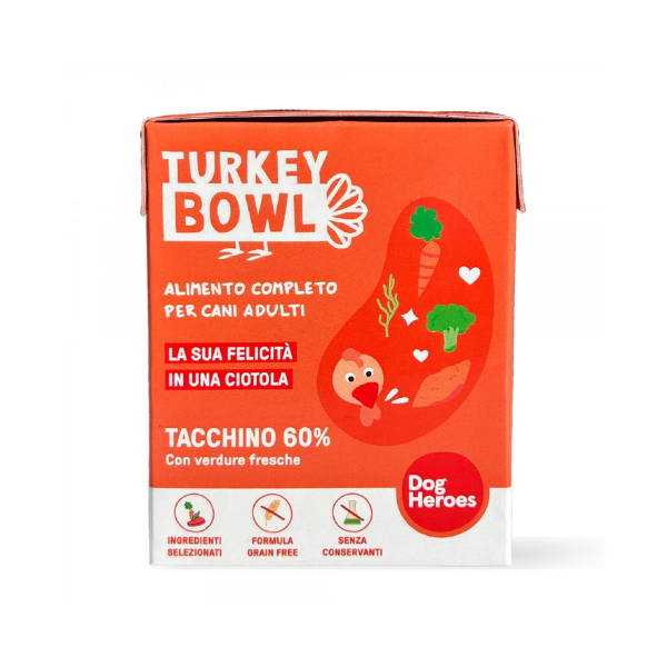 Dog Heroes Adult All Breeds Bowl Monoproteico Grain Free 390 gr - tacchino - Umido Monoproteico Cane - 1° ORDINE? scegli lo sconto BZR5 / BZR20 + 200 punti fedeltà