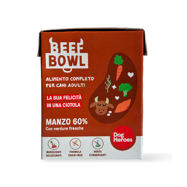 Dog Heroes Adult All Breeds Bowl Monoproteico Grain Free 390 gr - manzo - Umido Monoproteico Cane - 1° ORDINE? scegli lo sconto BZR5 / BZR20 + 200 punti fedeltà