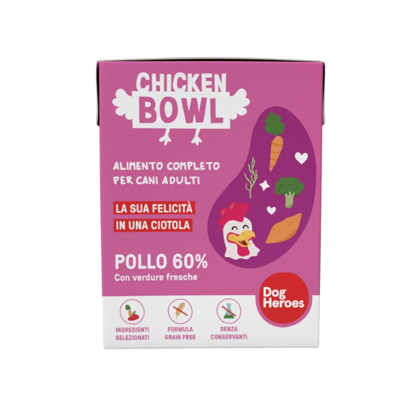 Dog Heroes Adult All Breeds Bowl Monoproteico Grain Free 390 gr - pollo - 1° ORDINE? scegli lo sconto BZR5 / BZR20 + 200 punti fedeltà