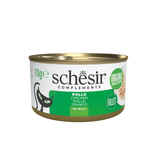 Schesir Cat Soft Adult filetti in gelatina alimento complementare lattina 70 gr - pollo - Confezione da 6 pezzi - Cibo umido per gatti - 1° ORDINE? scegli lo sconto BZR5 / BZR20 + 200 punti fedeltà