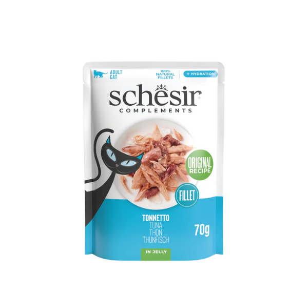 Schesir Cat Soft Adult filetti in gelatina alimento complementare bustine 70 gr - tonnetto - Cibo umido per gatti - 1° ORDINE? scegli tra BZR5 / BZR20 + 200 pt fedeltà