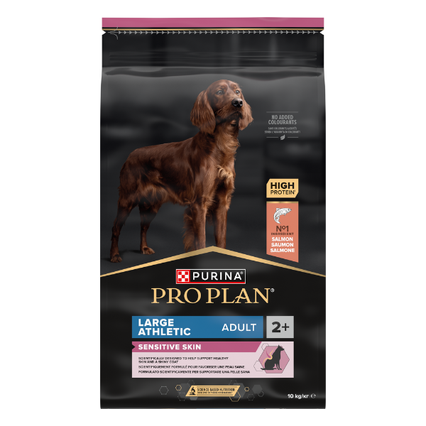 Purina Pro Plan Sensitive Skin Large Athletic Adult Crocchette Cane Salmone - 10 kg - Croccantini per cani - 1° ORDINE? scegli lo sconto BZR5 / BZR20 + 200 punti fedeltà