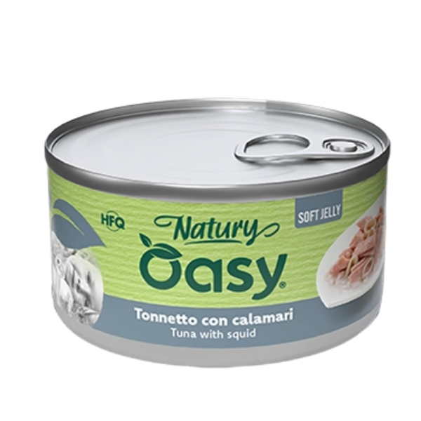 Oasy Natury Cat Adult Soft Jelly 150 gr - tonnetto con calamari - Cibo umido per gatti - 1° ORDINE? scegli lo sconto BZR5 / BZR20 + 200 punti fedeltà
