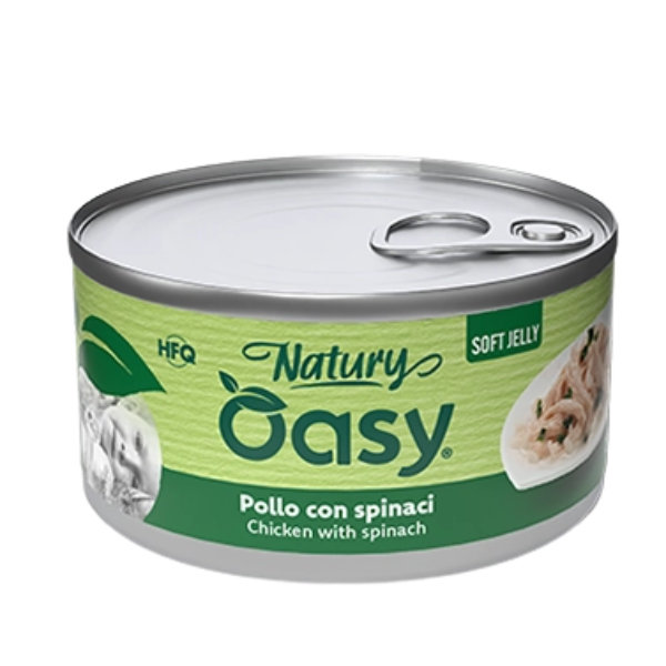 Oasy Natury Cat Adult Soft Jelly 150 gr - pollo con spinaci - Confezione da 6 pezzi - Cibo umido per gatti - 1° ORDINE? scegli lo sconto BZR5 / BZR20 + 200 punti fedeltà