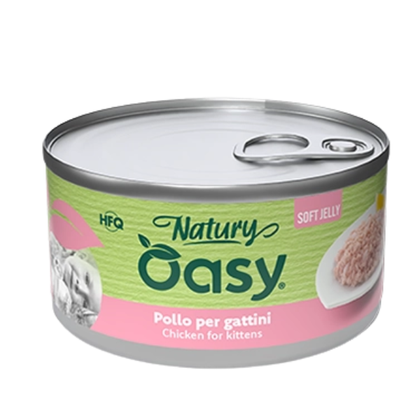 Oasy Natury Kitten in Soft Jelly 85 gr - pollo - Confezione da 24 pezzi - 1° ORDINE? scegli lo sconto BZR5 / BZR20 + 200 punti fedeltà