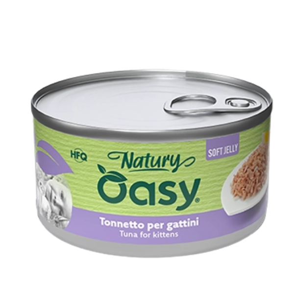 Oasy Natury Kitten in Soft Jelly 85 gr - tonnetto - Confezione da 24 pezzi - 1° ORDINE? scegli lo sconto BZR5 / BZR20 + 200 punti fedeltà