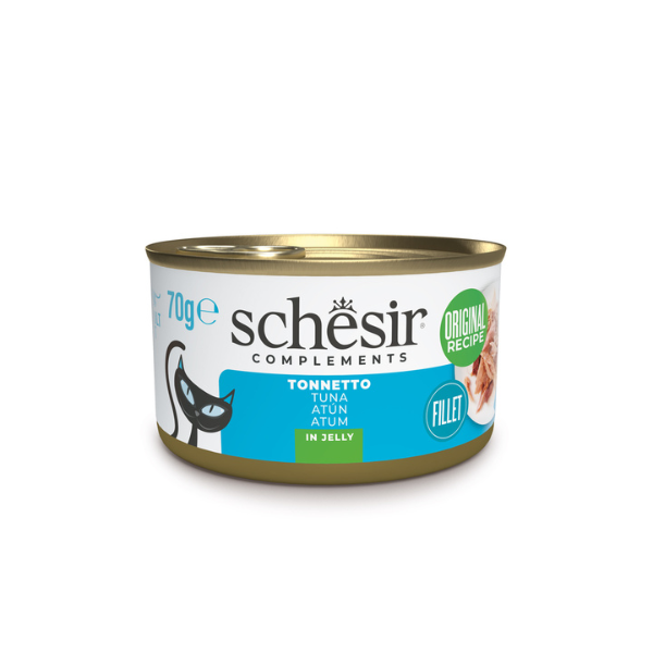 Schesir Cat Soft Adult filetti in gelatina alimento complementare lattina 70 gr - tonnetto - Confezione da 6 pezzi - Cibo umido per gatti - 1° ORDINE? scegli lo sconto BZR5 / BZR20 + 200 punti fedeltà