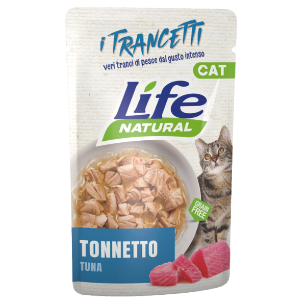 Life Cat Natural Trancetti Bustine Grain Free 55 gr - tonnetto - Confezione da 30 pezzi - 1° ORDINE? scegli lo sconto BZR5 / BZR20 + 200 punti fedeltà