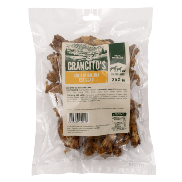 Crancito's Colli di gallina essiccati snack naturale per cani adulti - 250 gr - 1° ORDINE? scegli lo sconto BZR5 / BZR20 + 200 punti fedeltà