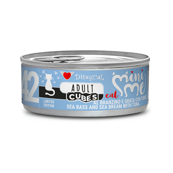 Disugual MiniMe Cat Adult Cubes 85 gr - branzino e orata con sfilaccetti di tonno - Confezione da 12 pezzi - Cibo umido per gatti - 1° ORDINE? scegli lo sconto BZR5 / BZR20 + 200 punti fedeltà