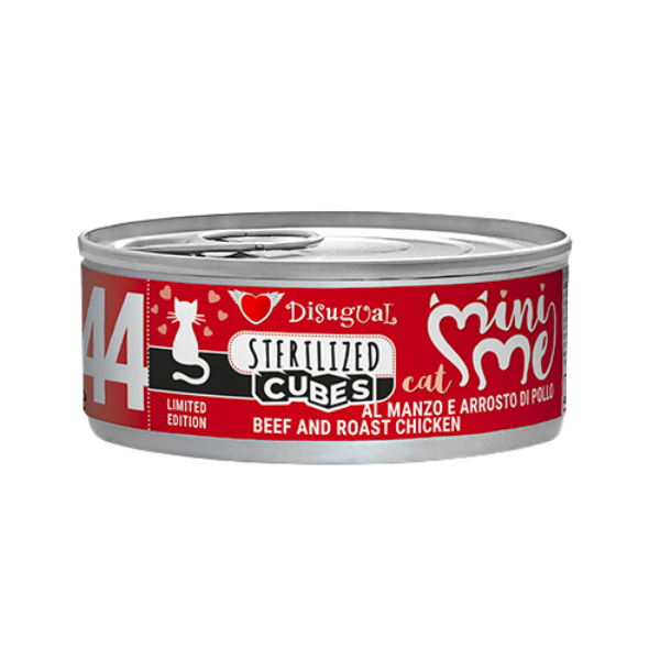 Disugual MiniMe Cat Adult Sterilizzati Cubes 85 gr - manzo con cubetti di arrosto di pollo - Confezione da 12 pezzi - 1° ORDINE? scegli lo sconto BZR5 / BZR20 + 200 punti fedeltà