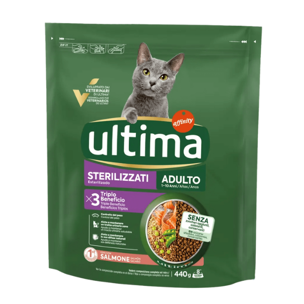 Ultima Cat Adult Sterilised con salmone - 440 gr - 1° ORDINE? scegli lo sconto BZR5 / BZR20 + 200 punti fedeltà