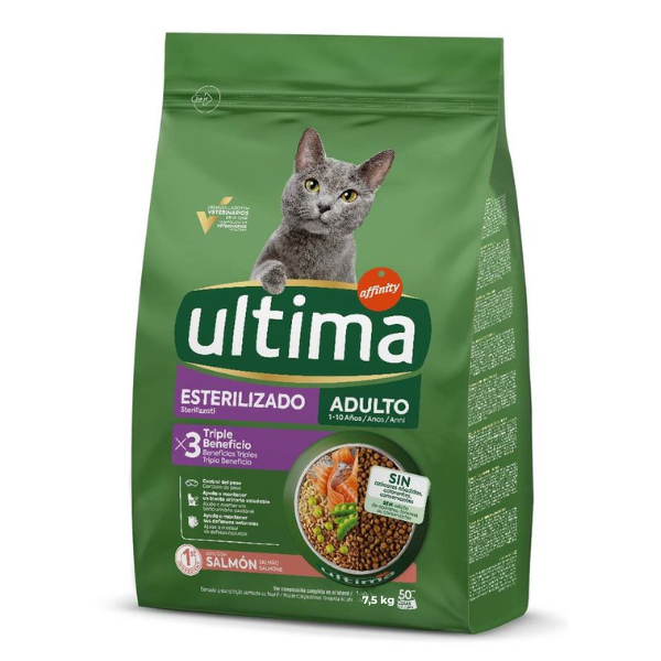 Ultima Cat Adult Sterilised con salmone - 7,5 kg - 1° ORDINE? scegli lo sconto BZR5 / BZR20 + 200 punti fedeltà