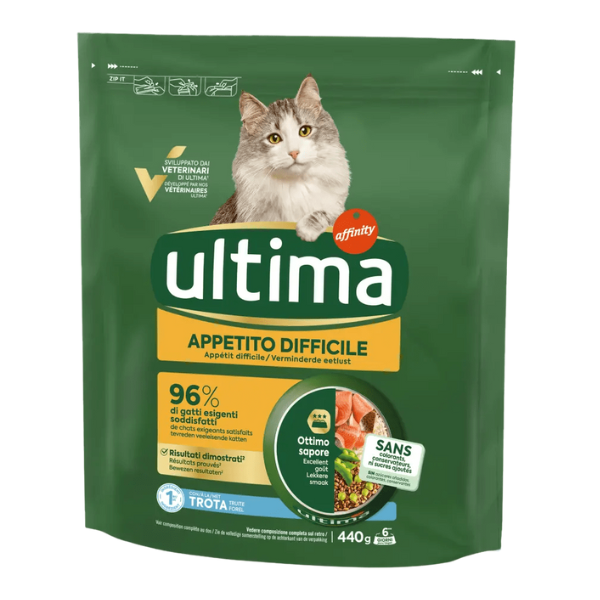 Ultima Cat Adult Appetito Difficile con trota - 440 gr - Croccantini per gatti - 1° ORDINE? scegli lo sconto BZR5 / BZR20 + 200 punti fedeltà