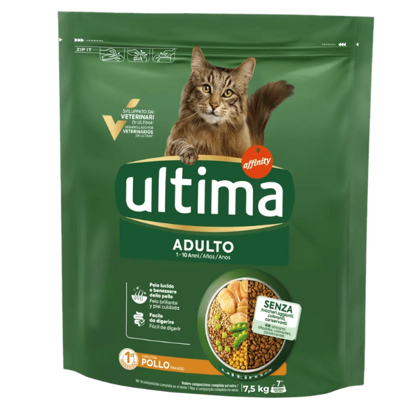 Ultima Cat Adult con pollo - 7,5 kg - 1° ORDINE? scegli lo sconto BZR5 / BZR20 + 200 punti fedeltà