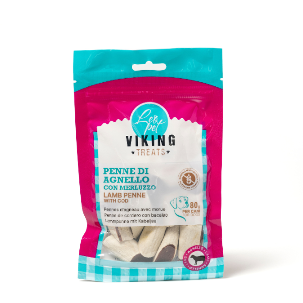 Viking Treats Snack Naturale Dog Penne 80 gr - penne di agnello e merluzzo - 1° ORDINE? scegli lo sconto BZR5 / BZR20 + 200 punti fedeltà