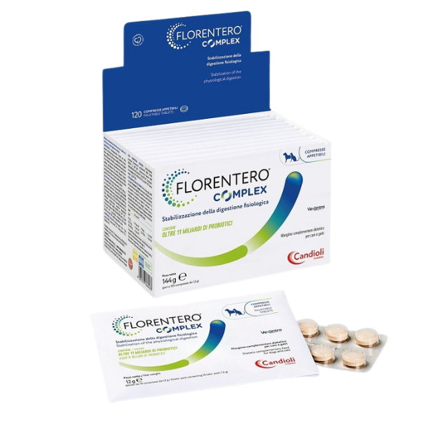 Candioli Florentero Complex Mangime complementare in compresse - 1 confezione da 120 compresse - 1° ORDINE? scegli lo sconto BZR5 / BZR20 + 200 punti fedeltà - Integratori per cani