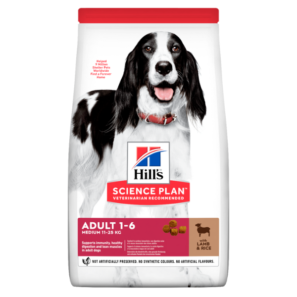 Hill's Science Plan Medium Adult Alimento per Cani con Agnello e Riso - 2,5 kg - Croccantini per cani - 1° ORDINE? scegli lo sconto BZR5 / BZR20 + 200 punti fedeltà
