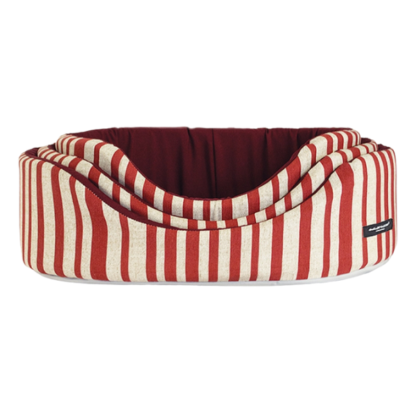 Cesta Ovale sfoderabile Eco Nasonero - Righe rosse - 2a misura 47x34 cm - Cucce per cani da interno - SPEDIZIONE GRATIS 1° ORDINE + scegli lo sconto BZR5 / BZR20