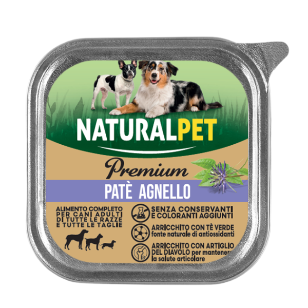 NaturalPet Premium Dog Adult All Breeds Patè 150 gr - Agnello con tè verde - SPEDIZIONE GRATIS 1° ORDINE + scegli lo sconto BZR5 / BZR20