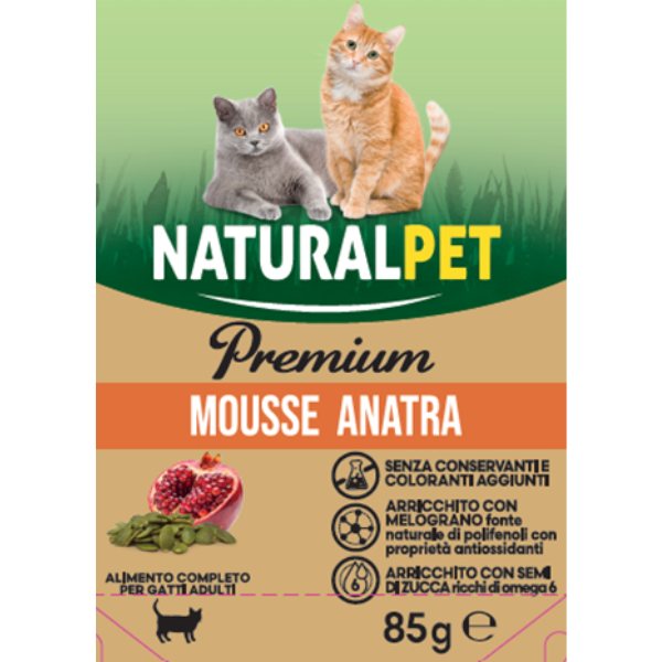 NaturalPet Premium Cat Adult Pouches Umido 85gr - Anatra e melograno - SPEDIZIONE GRATIS 1° ORDINE + scegli lo sconto BZR5 / BZR20